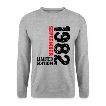 1982 September Limited Edition 41. Geburtstag Deko - Unisex Pullover - Weißgrau meliert - Vorne - Alina (178cm) & Michal (187cm)