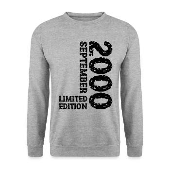 2000 Septembre Édition Limitée 23rd Birthday Deco - Sweat-shirt Unisexe - gris chiné - Devant - Alina (178cm) & Michal (187cm)