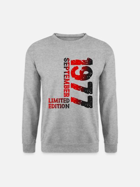 1977 September Limited Edition 46. Geburtstag Deko - Unisex Pullover - Weißgrau meliert