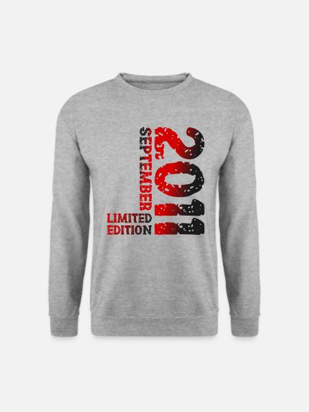 2011 September Limited Edition 12. Geburtstag Deko - Unisex Pullover - Weißgrau meliert