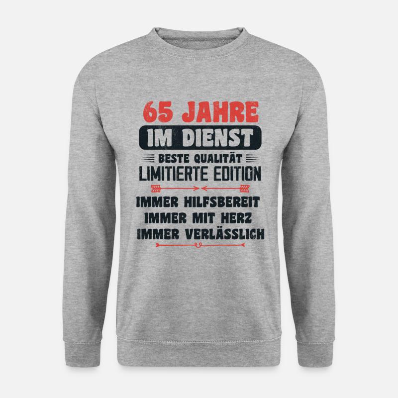 65 Jahre im Dienst 65 Jähriges Dienstjubiläum - Unisex Pullover - Weißgrau meliert
