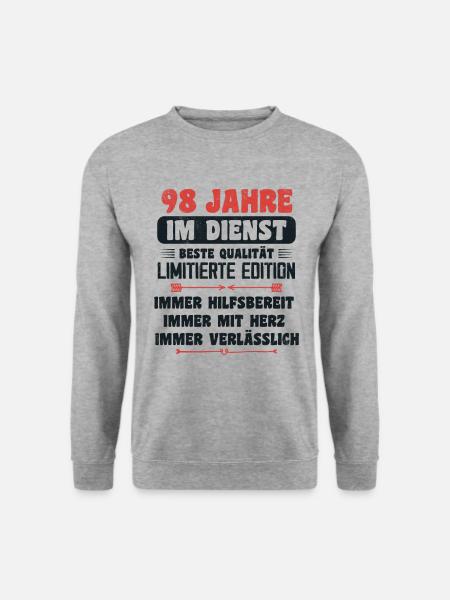 98 Jahre im Dienst 98 Jähriges Dienstjubiläum - Unisex Pullover - Weißgrau meliert