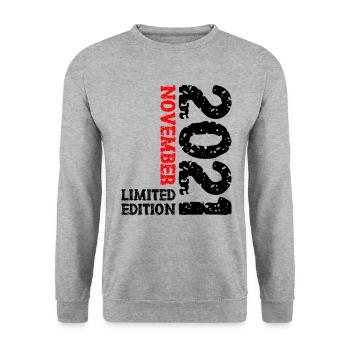 2021 November Limited Edition 2nd Birthday Decoration - Unisex Sweatshirt - salt & pepper - Front - Alina (178cm) & Michal (187cm)