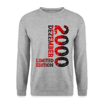 2000 Dezember Limited Edition 23. Geburtstag Deko - Unisex Pullover - Weißgrau meliert - Vorne - Alina (178cm) & Michal (187cm)