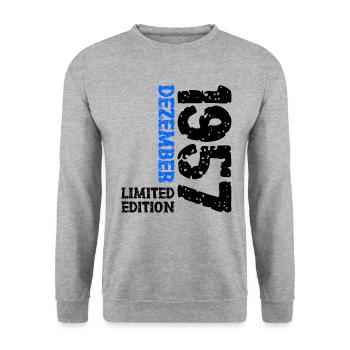 1957 December Limited Edition 66th Birthday Decoration - Unisex Sweatshirt - salt & pepper - Front - Alina (178cm) & Michal (187cm)