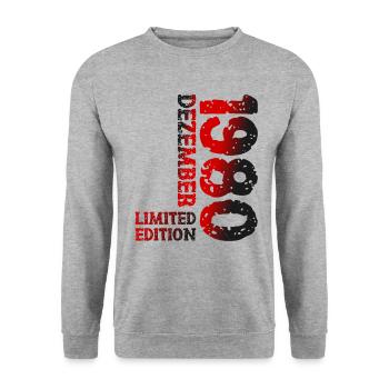 1980 Dezember Limited Edition 43. Geburtstag Deko - Unisex Pullover - Weißgrau meliert - Vorne - Alina (178cm) & Michal (187cm)