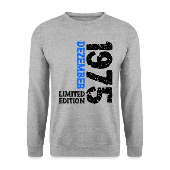 1975 Dezember Limited Edition 48. Geburtstag Deko - Unisex Pullover - Weißgrau meliert - Vorne - Alina (178cm) & Michal (187cm)