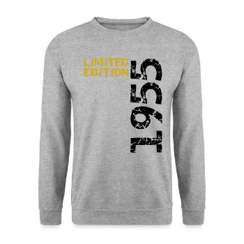 1955 Limited Edition Birthday Gift Wife Husband - Unisex Sweatshirt - salt & pepper - Front - Alina (178cm) & Michal (187cm)