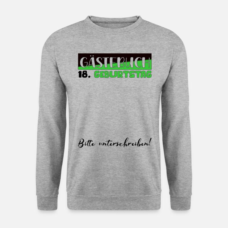 18. Geburtstag Geschenk Mädchen Jungen Gästebuch - Unisex Pullover - Weißgrau meliert