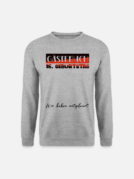 16. Geburtstag Geschenk Mädchen Jungen Gästebuch - Unisex Pullover - Weißgrau meliert