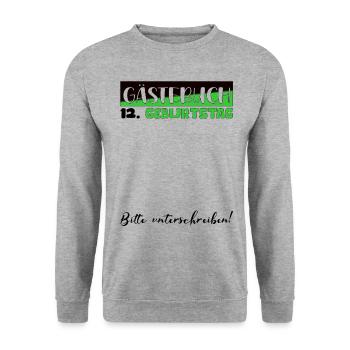 12th Birthday Gift Girl Boys Guestbook - Unisex Sweatshirt - salt & pepper - Front - Alina (178cm) & Michal (187cm)