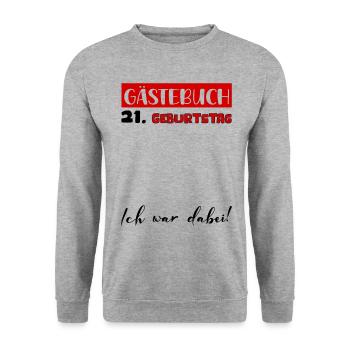 21st Birthday Gift Girls Boys Guestbook - Unisex Sweatshirt - salt & pepper - Front - Alina (178cm) & Michal (187cm)