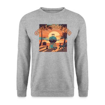 Barbecue Summer Beach Palm Trees - Unisex Sweatshirt - salt & pepper - Front - Alina (178cm) & Michal (187cm)