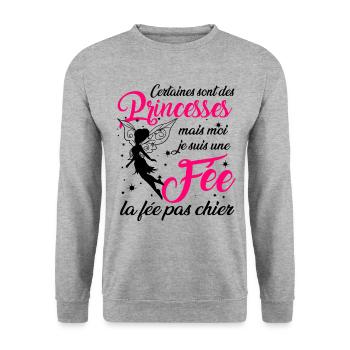 Certaines sont des princesses mais moi je suis fée - Sweat-shirt Unisexe - gris chiné - Devant - Alina (178cm) & Michal (187cm)
