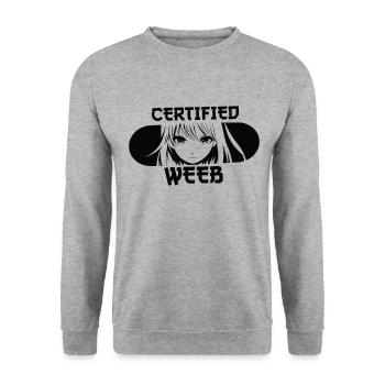 Certifié Weeb Funny Anime Girl Fans Lover - Sweat-shirt Unisexe - gris chiné - Devant - Alina (178cm) & Michal (187cm)