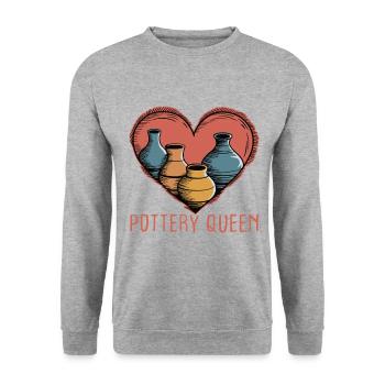 Poterie Reine Céramique Amoureux Lancer Outil d’argile - Sweat-shirt Unisexe - gris chiné - Devant - Alina (178cm) & Michal (187cm)