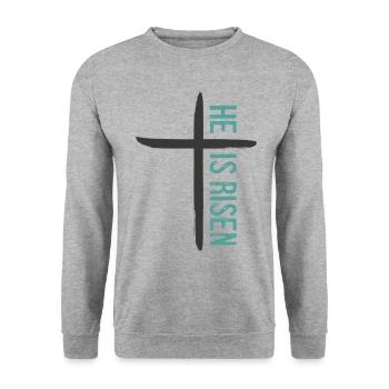 Il est ressuscité - Sweat-shirt Unisexe - gris chiné - Devant - Alina (178cm) & Michal (187cm)