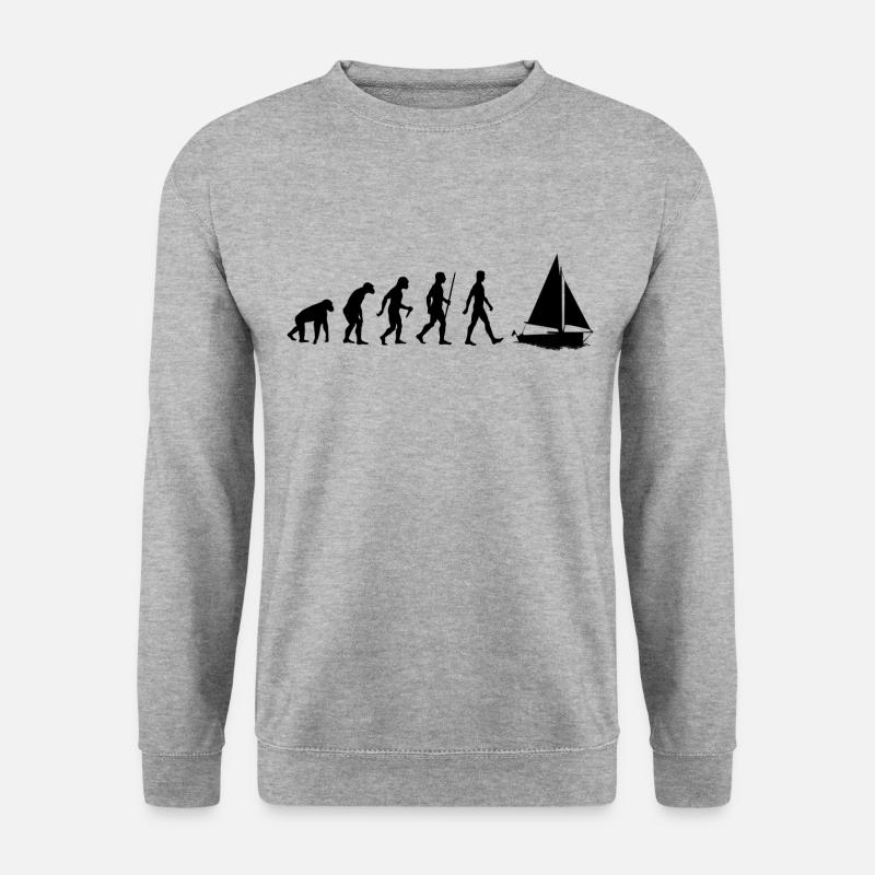 Segeln Evolution Segelboot Segler - Unisex Pullover - Weißgrau meliert