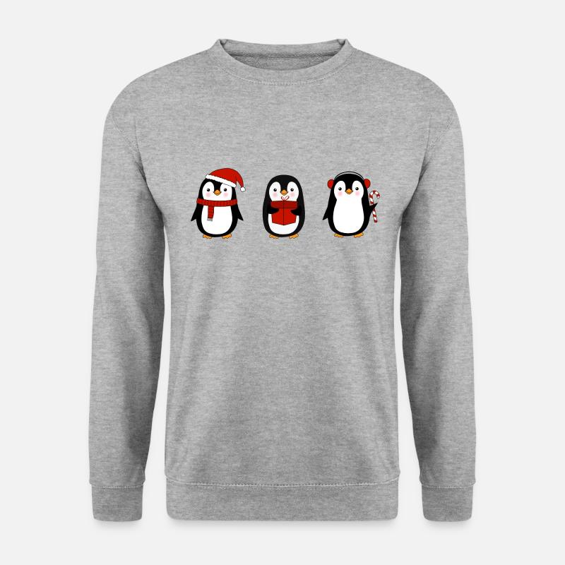 Weihnachten süße Pinguine Team Geschenk - Unisex Pullover - Weißgrau meliert
