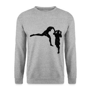 Mixed Martial Arts MMA - Unisex Pullover - Weißgrau meliert - Vorne - Alina (178cm) & Michal (187cm)