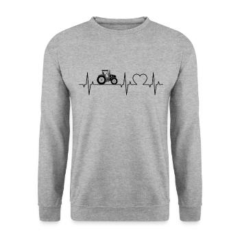 Traktor Herzschlag Landwirt EKG Bauer Herz - Unisex Pullover - Weißgrau meliert - Vorne - Alina (178cm) & Michal (187cm)
