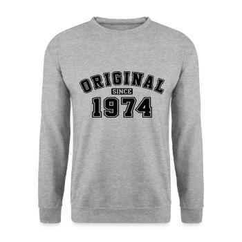 Original Since 1974 College Style - Unisex Sweatshirt - salt & pepper - Front - Alina (178cm) & Michal (187cm)