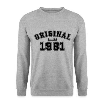 Original Since 1981 College Style - Unisex Pullover - Weißgrau meliert - Vorne - Alina (178cm) & Michal (187cm)