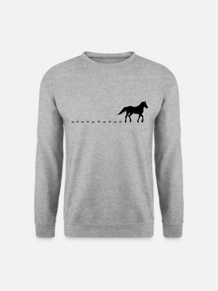 Pferdespuren Reiten Pferd Pferdespur Hufeisen - Unisex Pullover - Weißgrau meliert