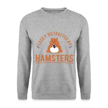 Nagetier Hamster - Unisex Pullover - Weißgrau meliert - Vorne - Alina (178cm) & Michal (187cm)