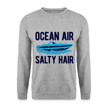 Segelboot Kapitän Spruch Zum Segeln - Unisex Pullover - Weißgrau meliert - Vorne - Alina (178cm) & Michal (187cm)