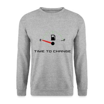 TIME TO CHANGE - Unisex Pullover - Weißgrau meliert - Vorne - Alina (178cm) & Michal (187cm)