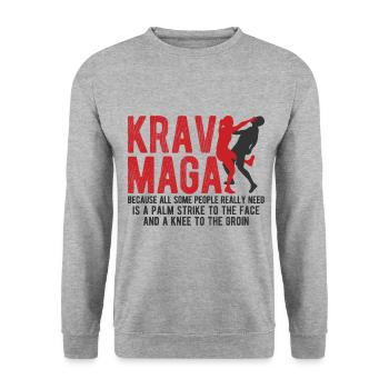 Israelischer Kampfsport Krav Maga - Unisex Pullover - Weißgrau meliert - Vorne - Alina (178cm) & Michal (187cm)