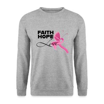Foi espoir amour cancer du sein femmes ruban - Sweat-shirt Unisexe - gris chiné - Devant - Alina (178cm) & Michal (187cm)