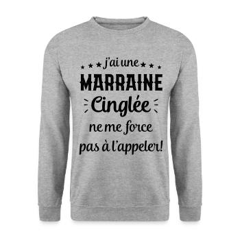 J'ai une Marraine Cinglée - Sweat-shirt Unisexe - gris chiné - Devant - Alina (178cm) & Michal (187cm)