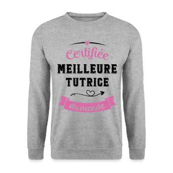 Certifiée meilleure tutrice du monde - Sweat-shirt Unisexe - gris chiné - Devant - Alina (178cm) & Michal (187cm)