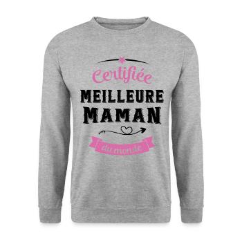 Certifiée Meilleure Maman du Monde - Sweat-shirt Unisexe - gris chiné - Devant - Alina (178cm) & Michal (187cm)