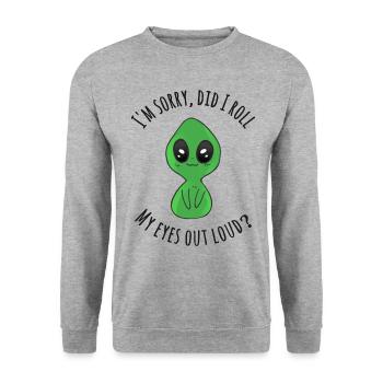Tut mir leid, habe ich meine Augen laut verdreht? - Unisex Pullover - Weißgrau meliert - Vorne - Alina (178cm) & Michal (187cm)