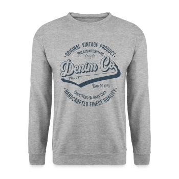 Denim Co. original vintage product handcrafted - Unisex Sweatshirt - salt & pepper - Front - Alina (178cm) & Michal (187cm)