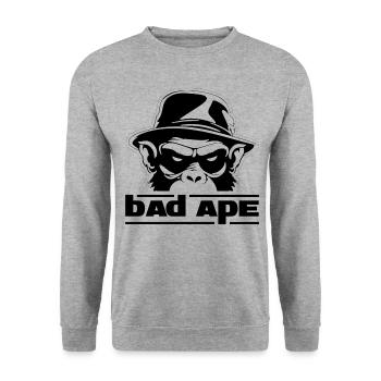 Bad Ape 03 (Black Text) - Unisex Sweatshirt - salt & pepper - Front - Alina (178cm) & Michal (187cm)