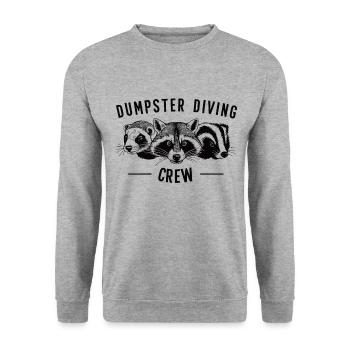 Dumpster Diving Crew lustige Waschbär Frettchen Skunk - Unisex Pullover - Weißgrau meliert - Vorne - Alina (178cm) & Michal (187cm)