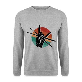 Schlagzeug Spieler Drummer - Unisex Pullover - Weißgrau meliert - Vorne - Alina (178cm) & Michal (187cm)