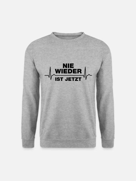 Nie wieder ist jetzt Gegen Rechts gegen Hetze EKG - Unisex Pullover - Weißgrau meliert