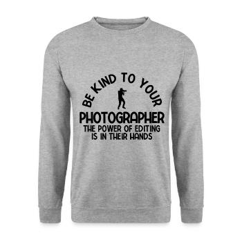 Fotografie Fotograf - Unisex Pullover - Weißgrau meliert - Vorne - Alina (178cm) & Michal (187cm)