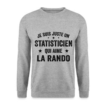Fier d’être Statisticien et Passionné de Randonnée - Sweat-shirt Unisexe - gris chiné - Devant - Alina (178cm) & Michal (187cm)