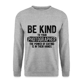 Fotografie Fotograf - Unisex Pullover - Weißgrau meliert - Vorne - Alina (178cm) & Michal (187cm)