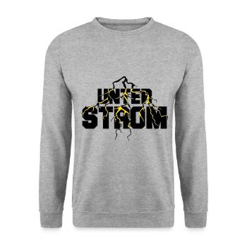 Unter Strom - Unisex Pullover - Weißgrau meliert - Vorne - Alina (178cm) & Michal (187cm)