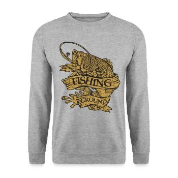 Angler Fischer Modern fish - Unisex Sweatshirt - salt & pepper - Front - Alina (178cm) & Michal (187cm)