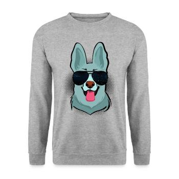 Lunettes de soleil berger allemand vintage style rétro chien - Sweat-shirt Unisexe - gris chiné - Devant - Alina (178cm) & Michal (187cm)