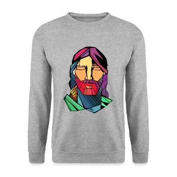 Jesus - Unisex Sweatshirt - salt & pepper - Front - Alina (178cm) & Michal (187cm)
