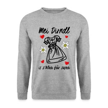 Mei Dirndl Is Z Kloa Pour Zwoa Wiesn - Sweat-shirt Unisexe - gris chiné - Devant - Alina (178cm) & Michal (187cm)